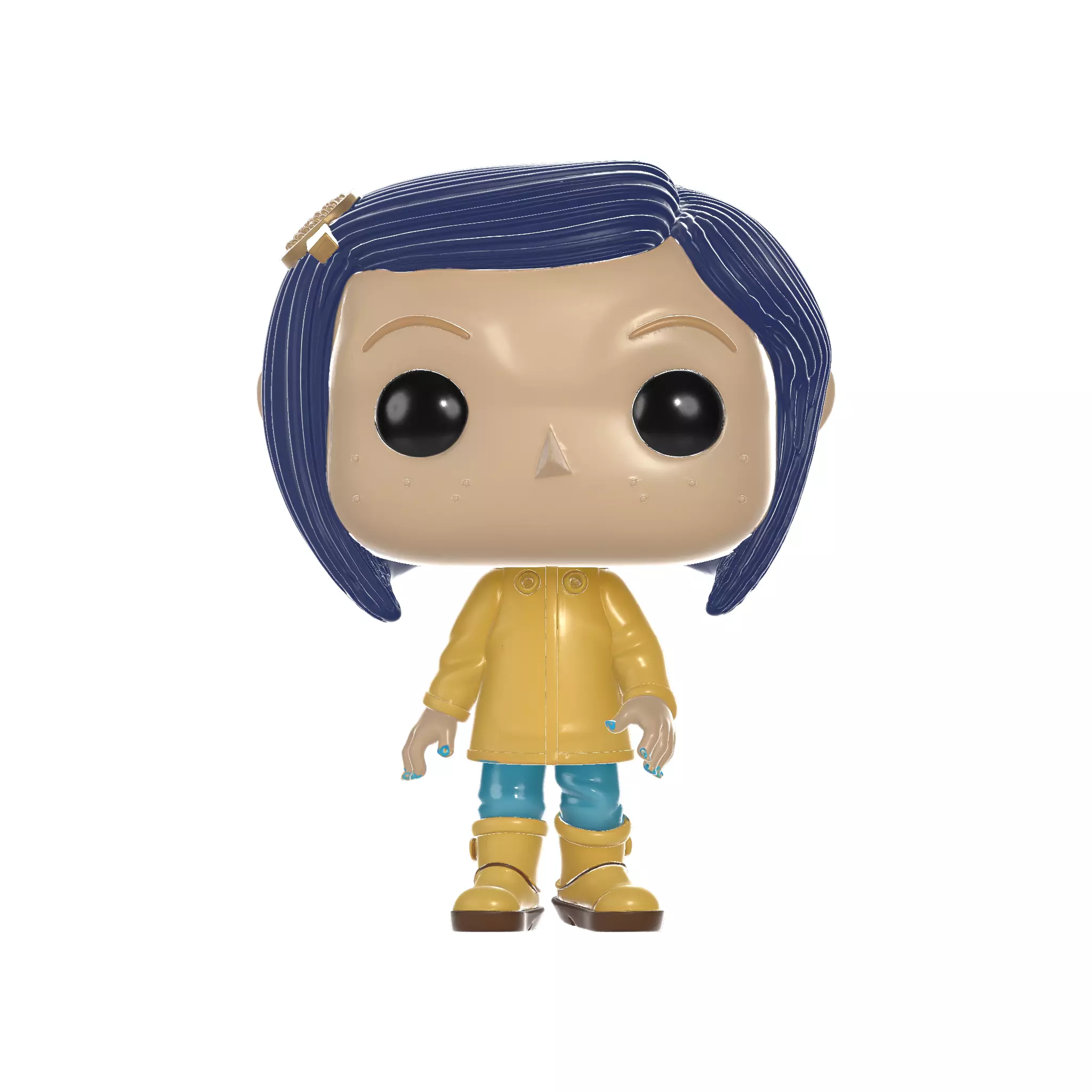 Raincoat Girl Figurine Big Eyed Collectible Toy 3D print model_0