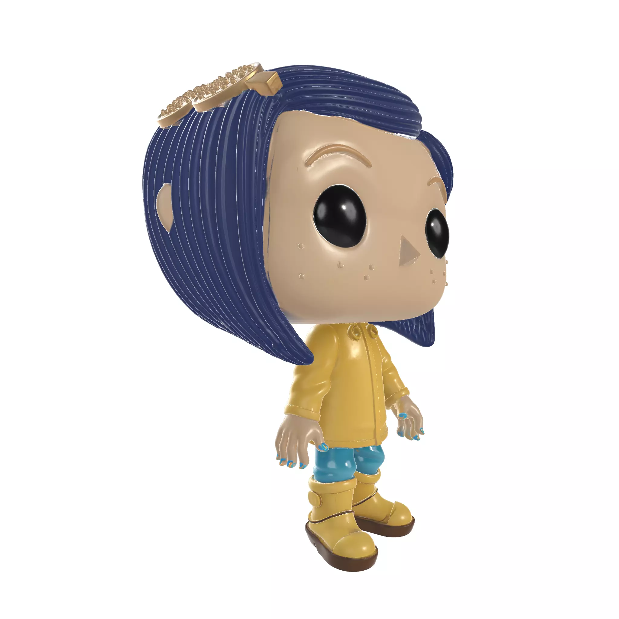 Raincoat Girl Figurine Big Eyed Collectible Toy 3D print model_1