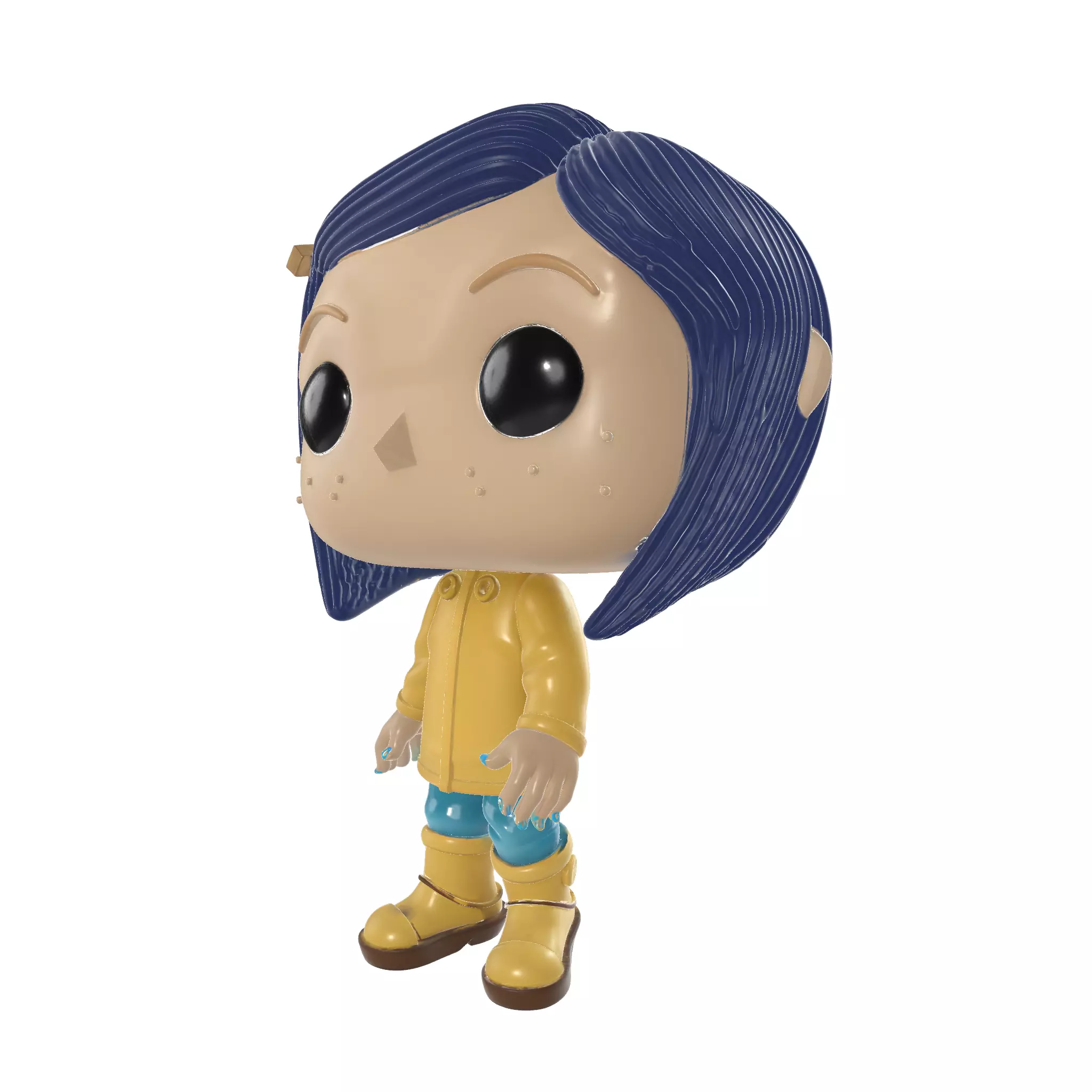 Raincoat Girl Figurine Big Eyed Collectible Toy 3D print model_2