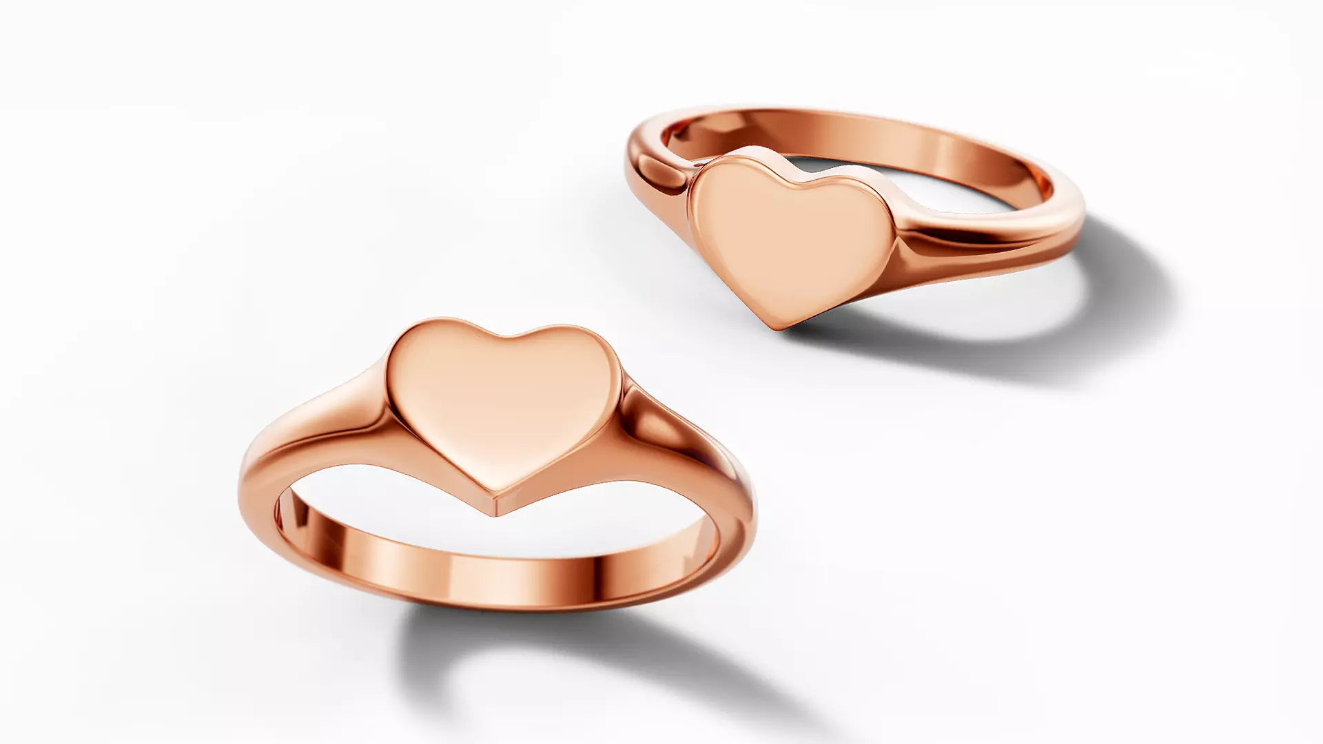 Heart Signet Ring Solid SOLID and HOLLOWED RINGS 3D print model_1