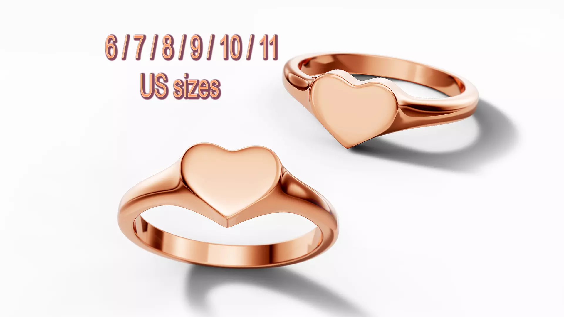 Heart Signet Ring Solid SOLID and HOLLOWED RINGS 3D print model_0