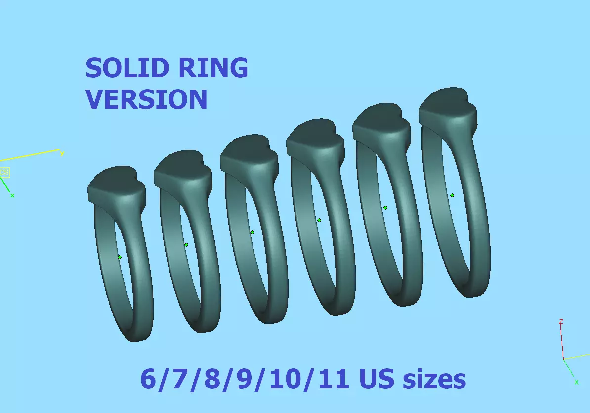 Heart Signet Ring Solid SOLID and HOLLOWED RINGS 3D print model_8