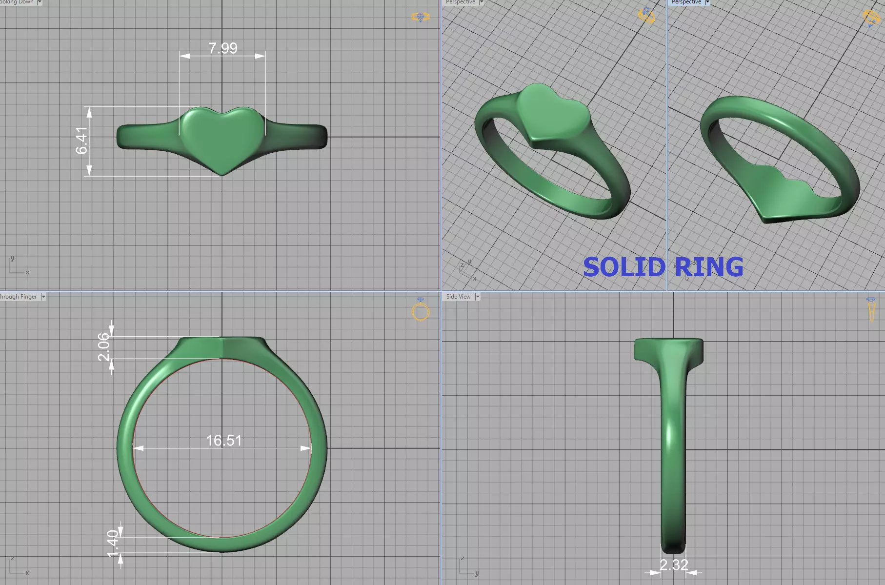 Heart Signet Ring Solid SOLID and HOLLOWED RINGS 3D print model_6