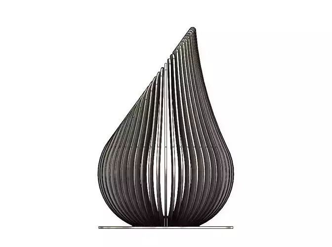 Outdoor Teardrop Fireplace 3D Model