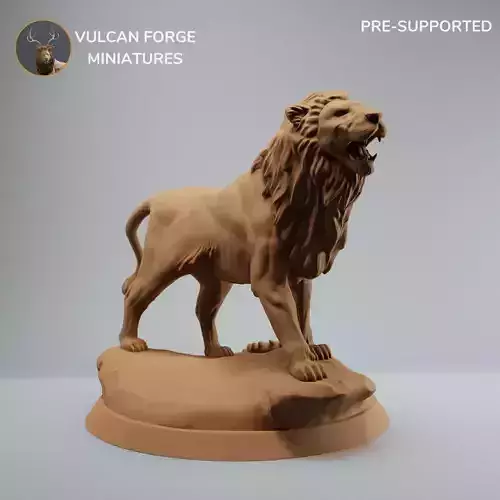 Lion roaring male lion model pre supported