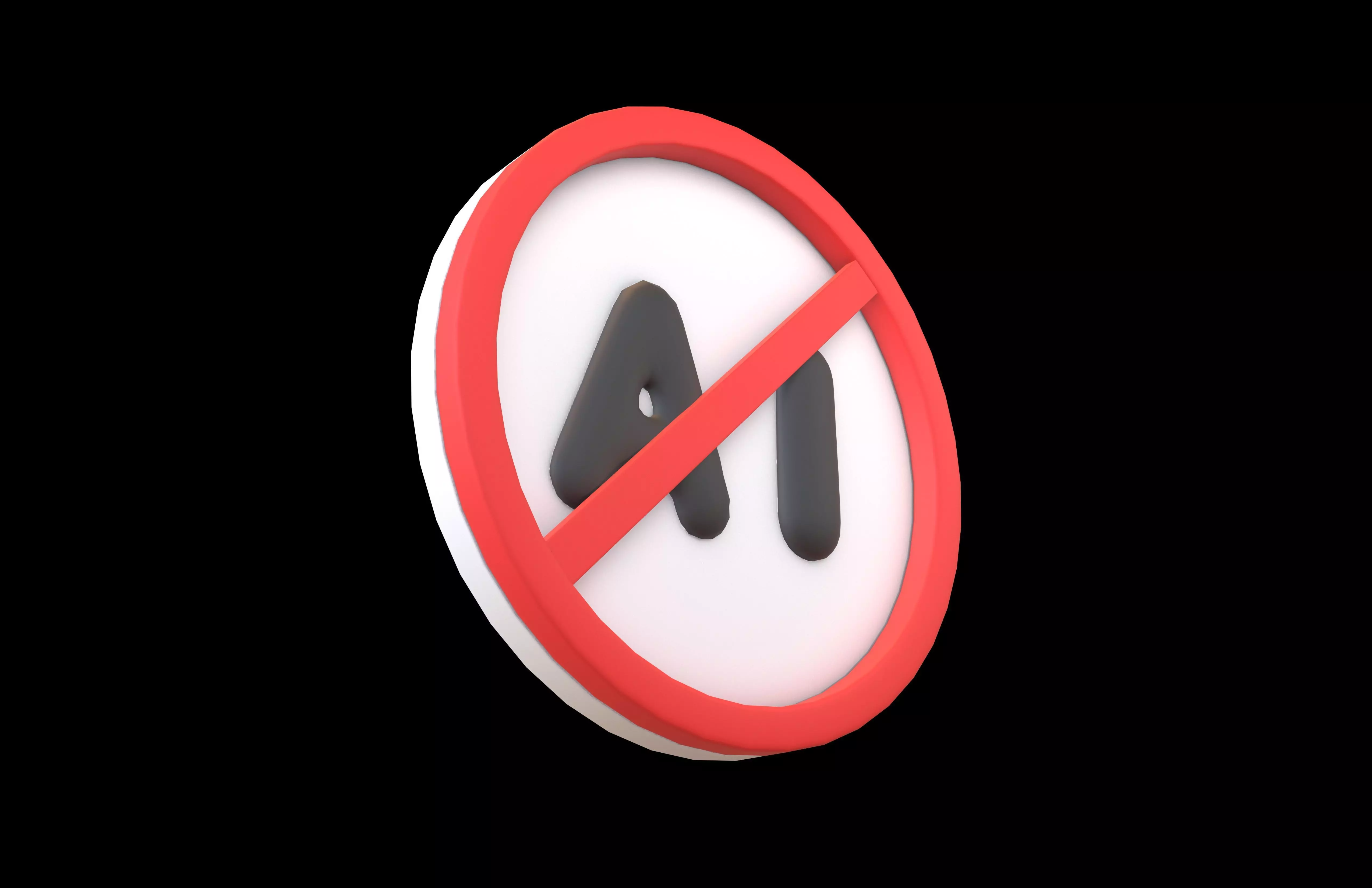 Prohibited AI Symbol V1 001 Low-poly 3D model_1