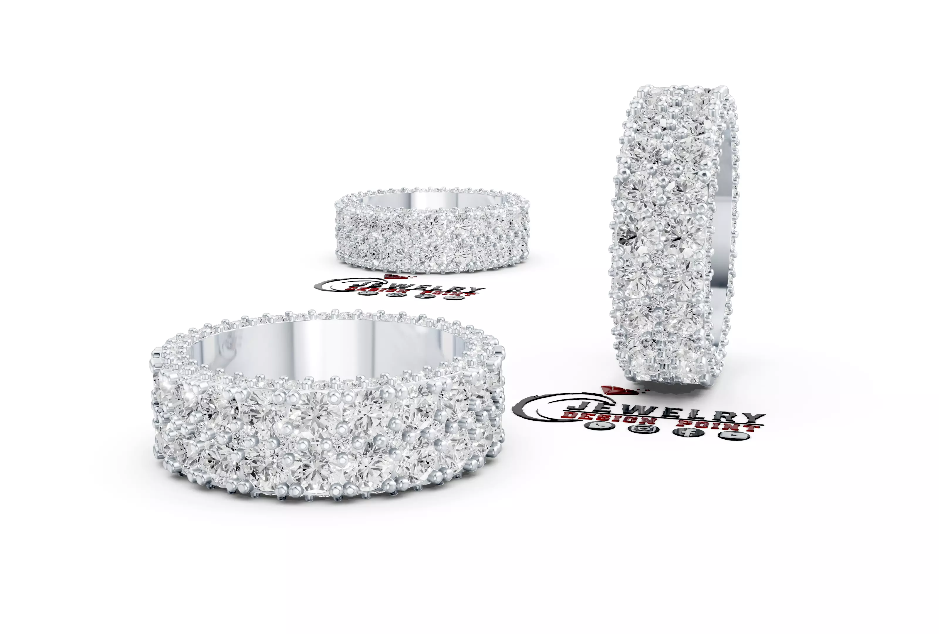 Custom Pave Diamond Eternity Ring Wedding Band- Bling Ring Band 3D print model_2