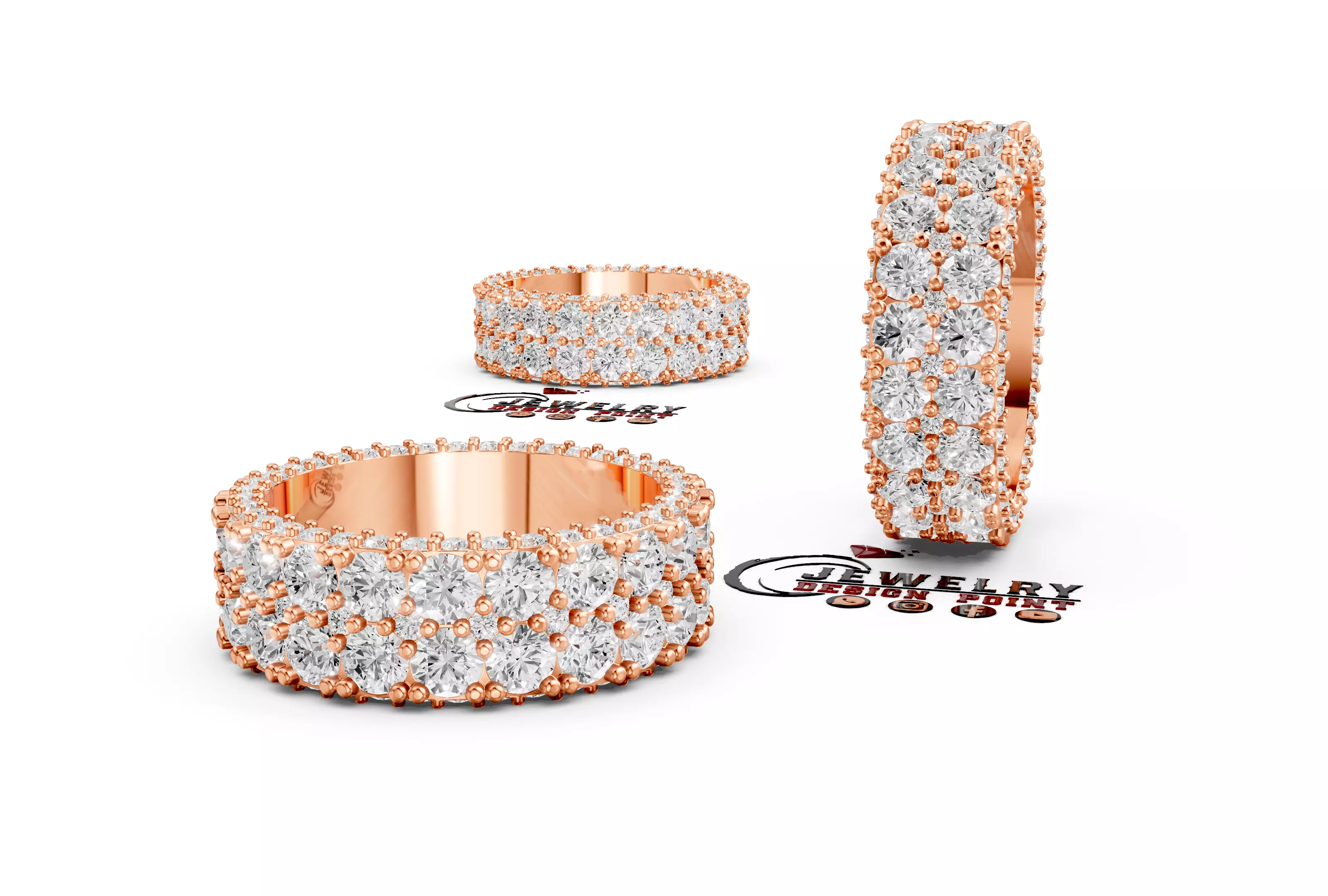 Custom Pave Diamond Eternity Ring Wedding Band- Bling Ring Band 3D print model_0