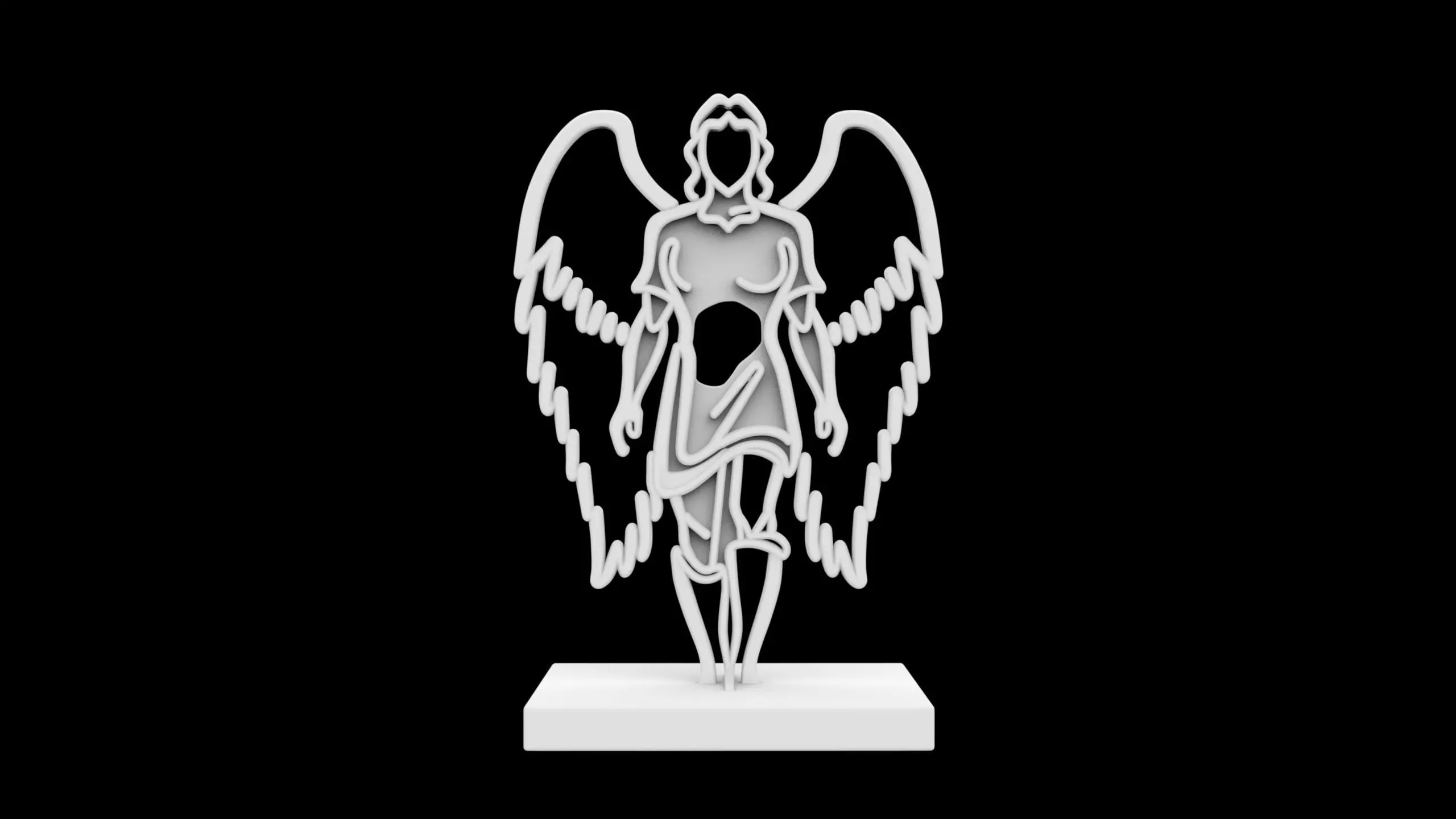 Winged Outline Archangel Minimal Line Sculpture 3D Model 3D print model