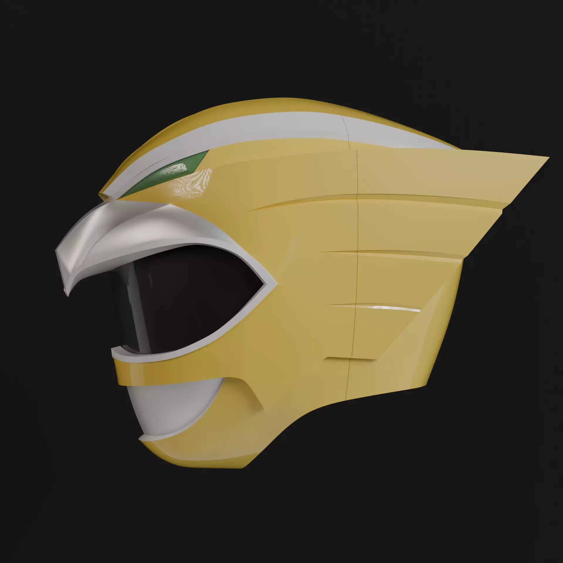 Power Rangers Wild Force Gao Yellow Helmet Wearable model 3D print model_2