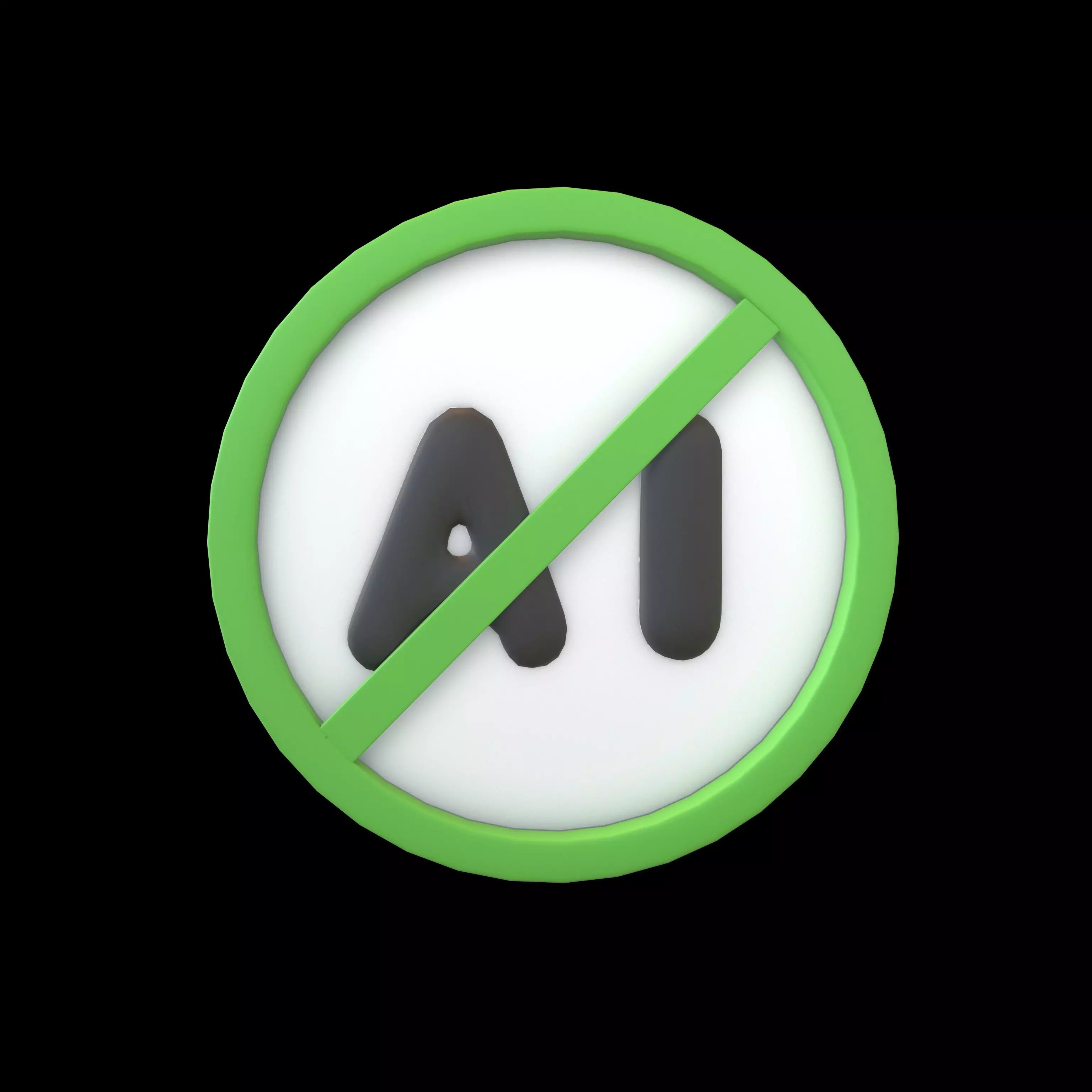 Prohibited AI Symbol V1 004 Low-poly 3D model_0