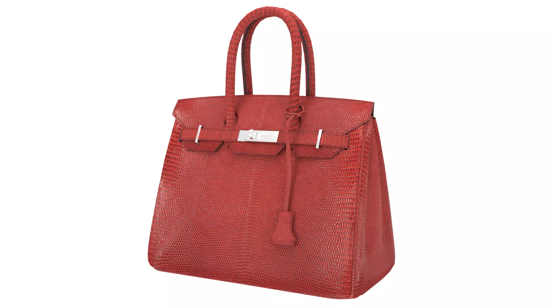 Rouge Hermes Birkin Lizard Bag 3D Handbag Model Low-poly 3D model_0