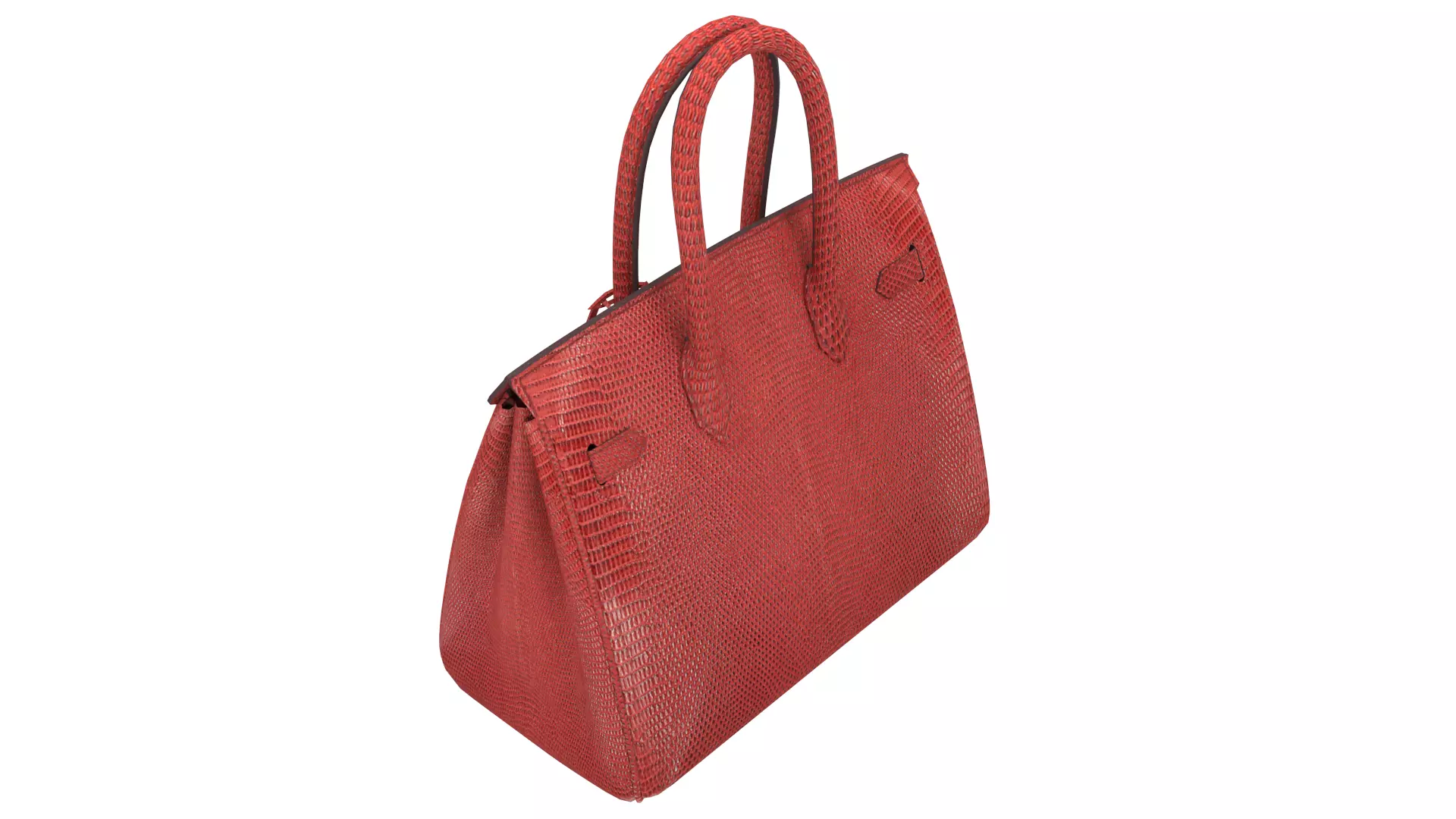 Rouge Hermes Birkin Lizard Bag 3D Handbag Model Low-poly 3D model_5