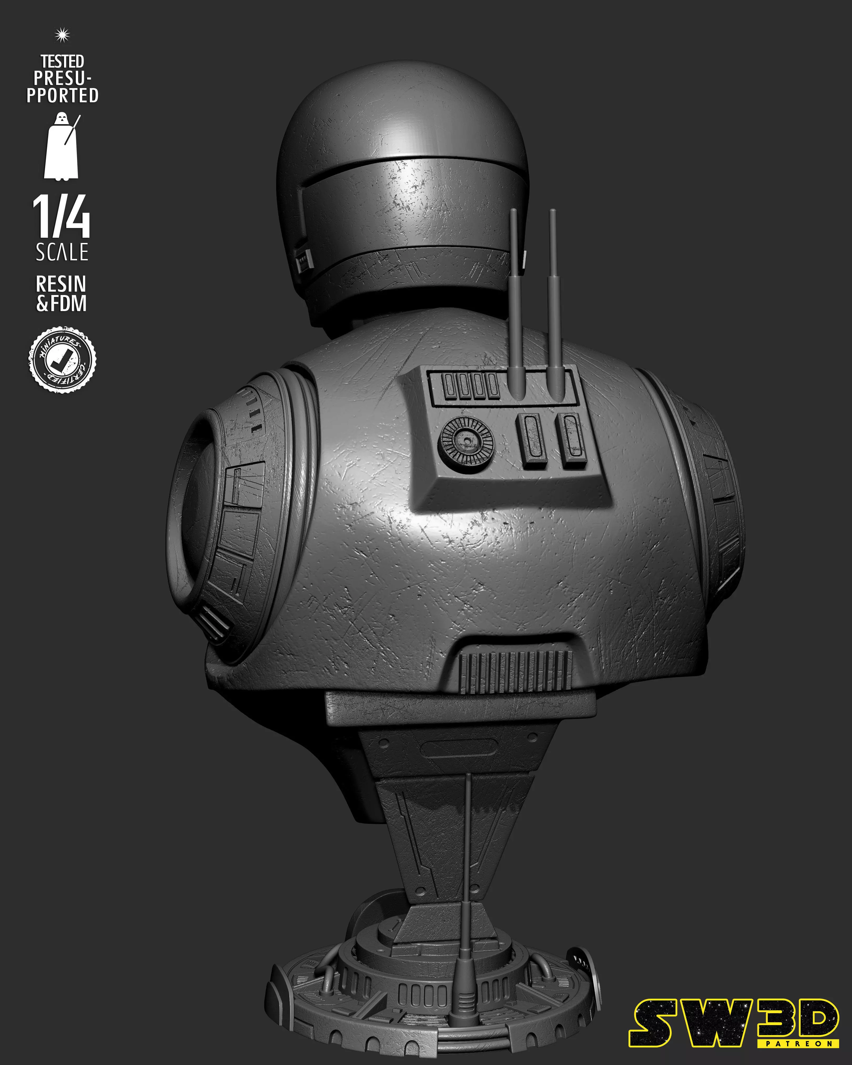 STAR WARS K2S0 Portrait Bust 3D print model_35