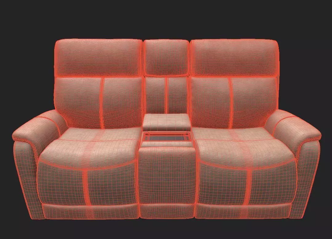 Reclining Loveseat sofa 3D model_4
