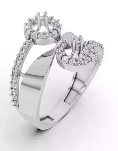 Dual Crown Diamond Ring Setting