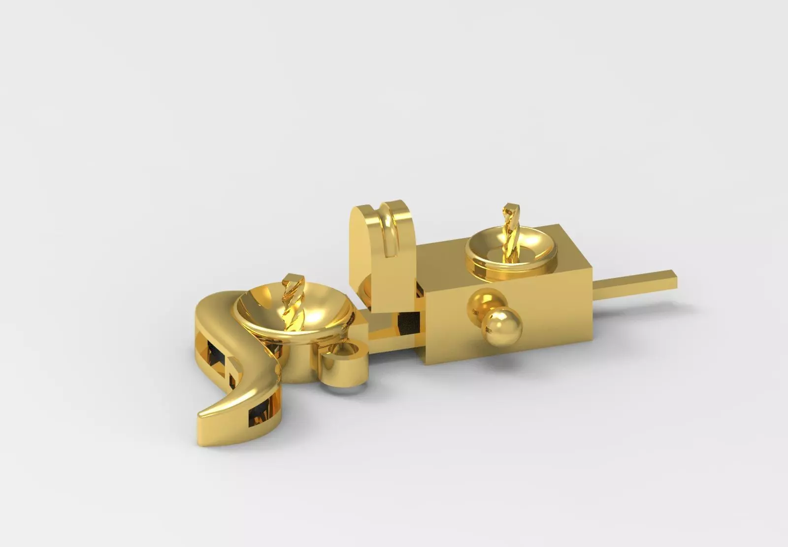 Geometric decorative lock gold and pearl model gl0012 3D print model_18