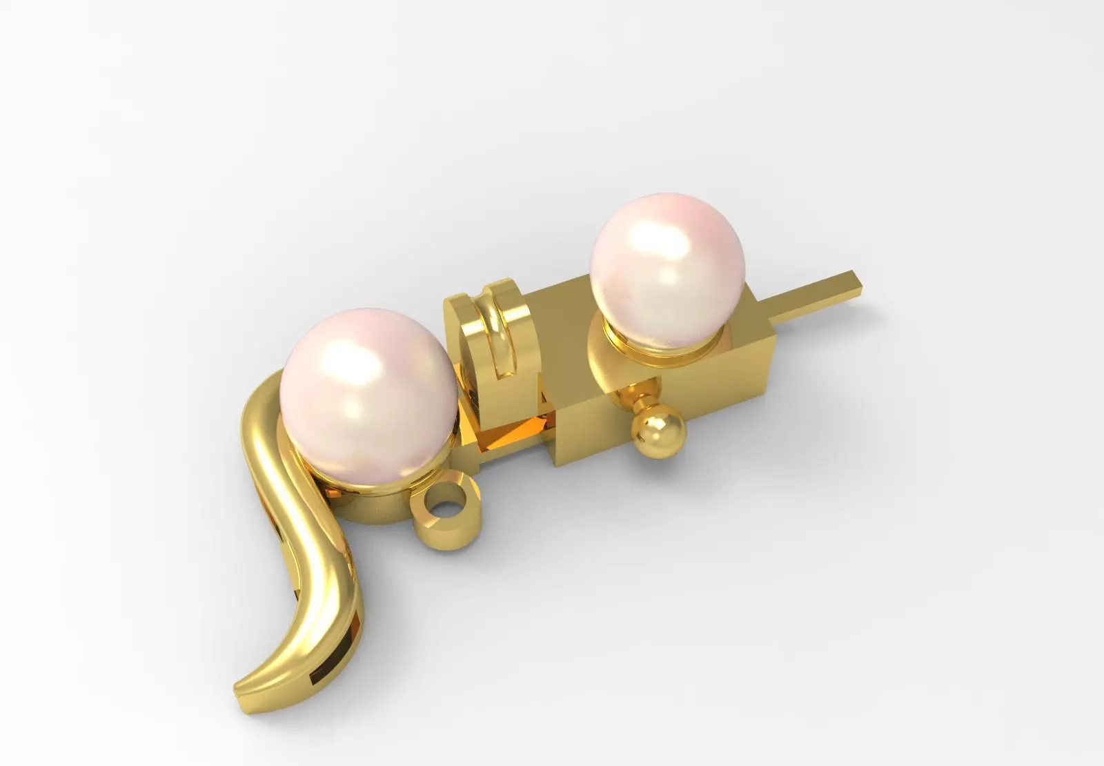 Geometric decorative lock gold and pearl model gl0012 3D print model_16
