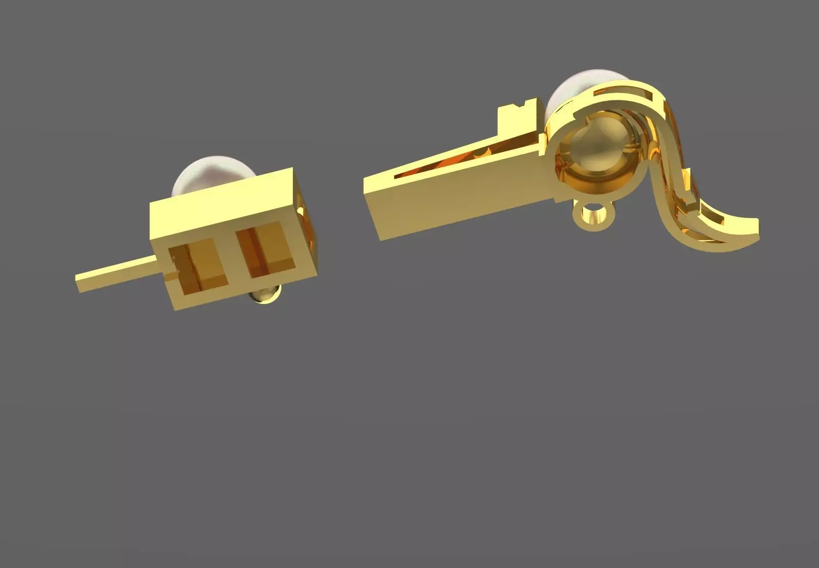 Geometric decorative lock gold and pearl model gl0012 3D print model_3