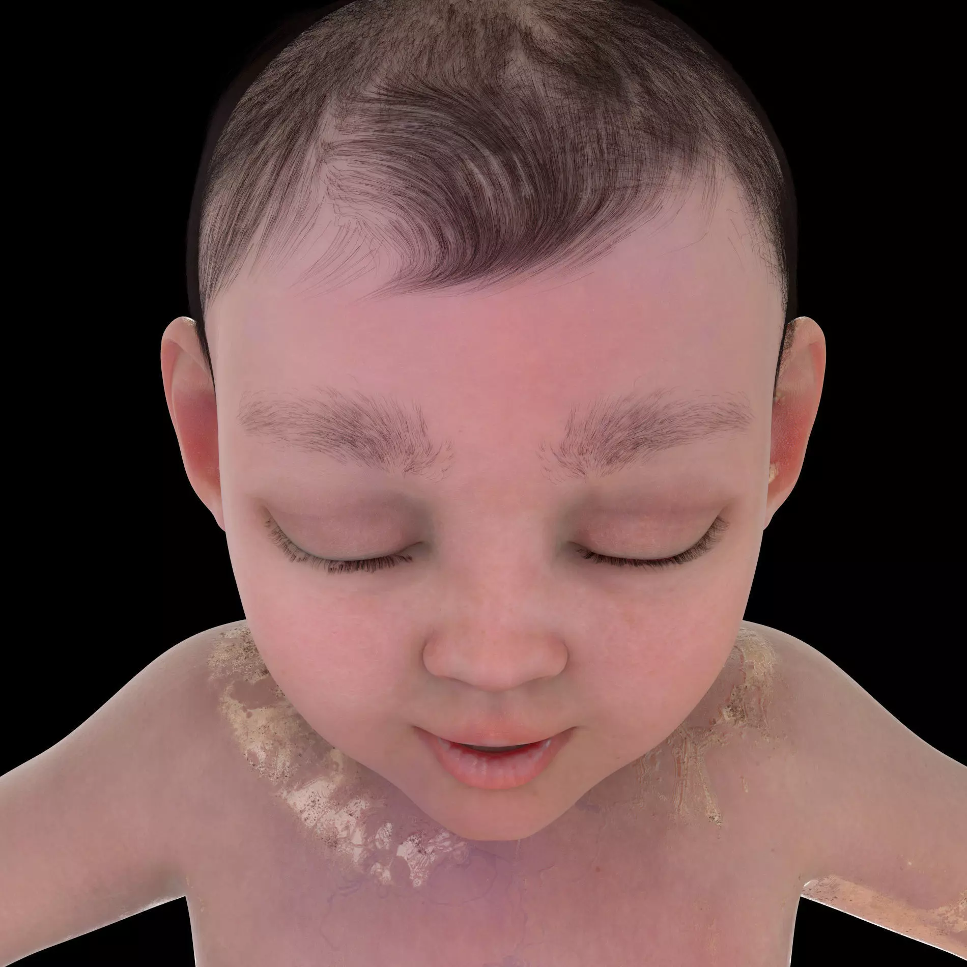 Newborn Baby Inside Womb Semi Realistic 3D model_6