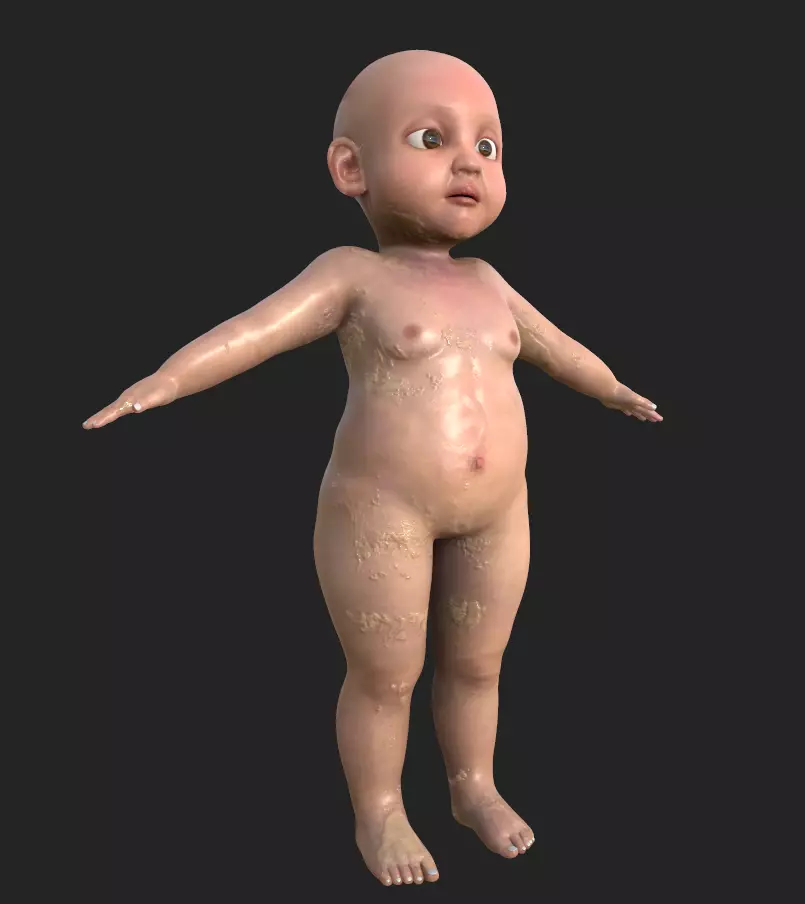 Newborn Baby Inside Womb Semi Realistic 3D model_5