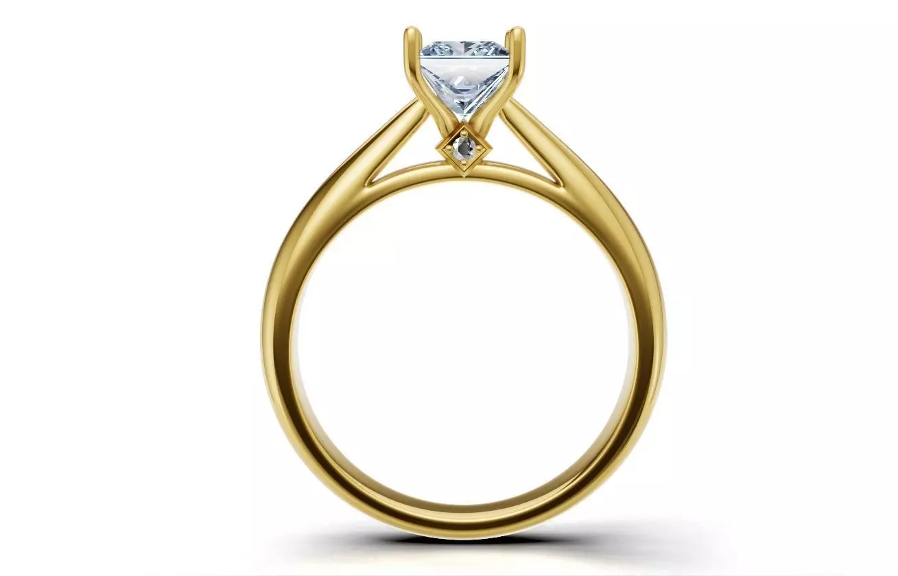 Princess-Cut Solitaire Diamond Ring Free 3D print model_4