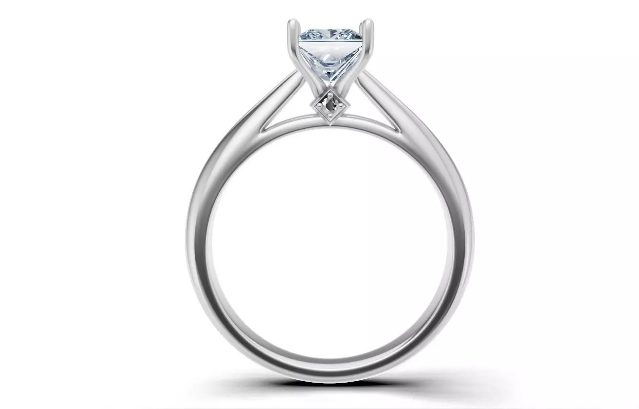 Princess-Cut Solitaire Diamond Ring Free 3D print model_3