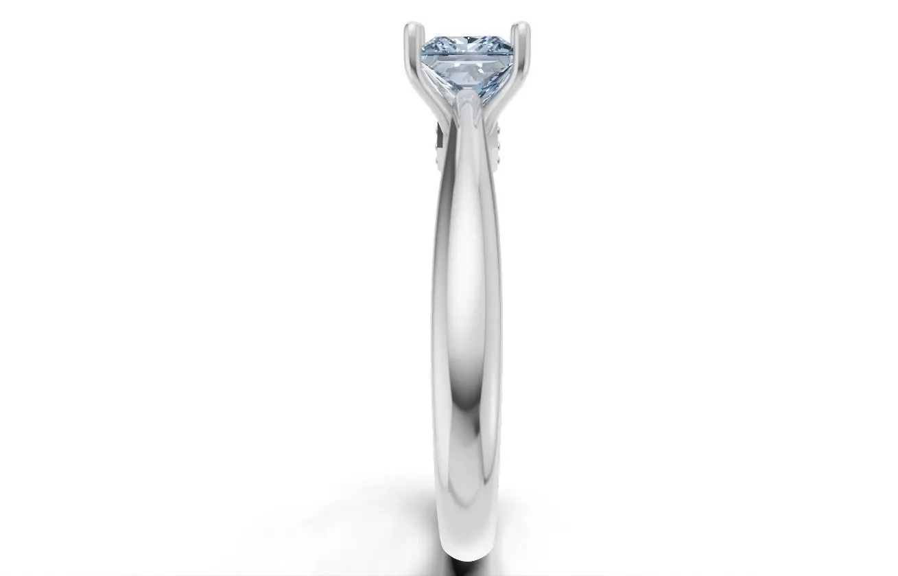 Princess-Cut Solitaire Diamond Ring Free 3D print model_8