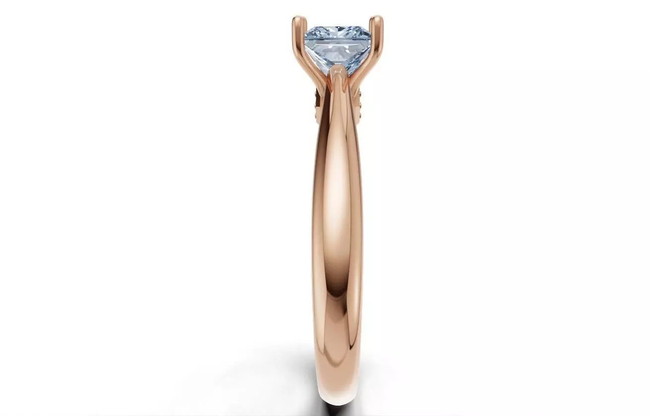 Princess-Cut Solitaire Diamond Ring Free 3D print model_6