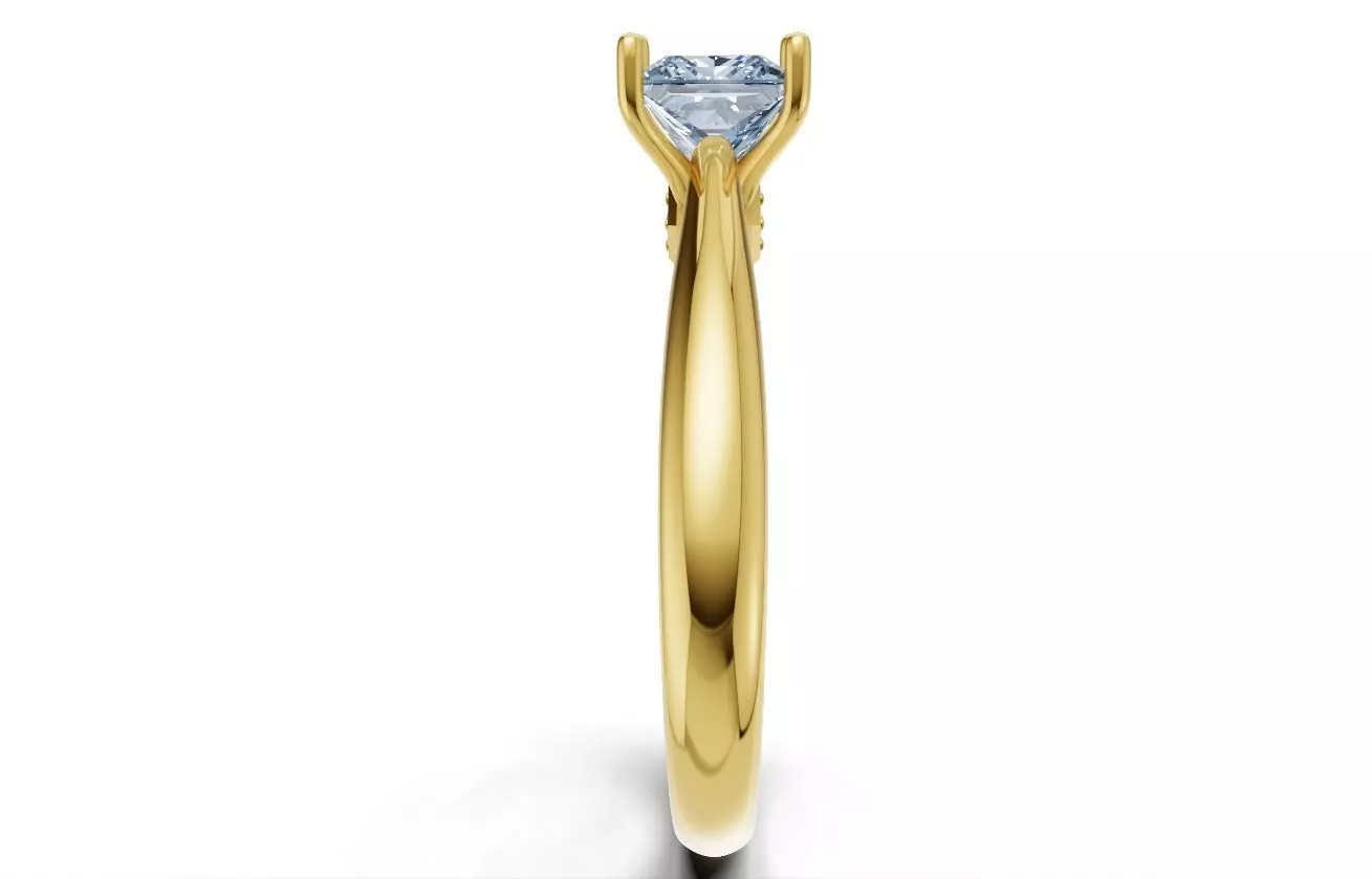 Princess-Cut Solitaire Diamond Ring Free 3D print model_7