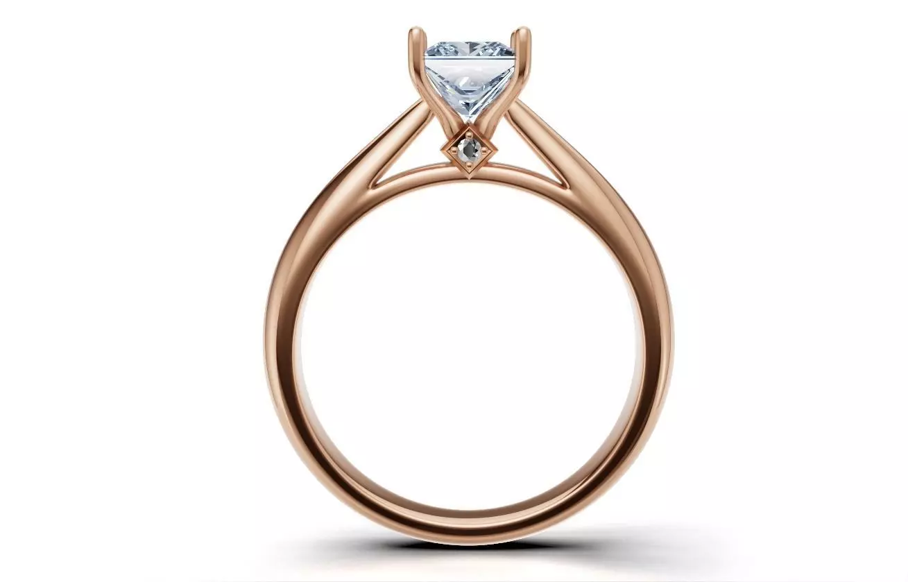 Princess-Cut Solitaire Diamond Ring Free 3D print model_5