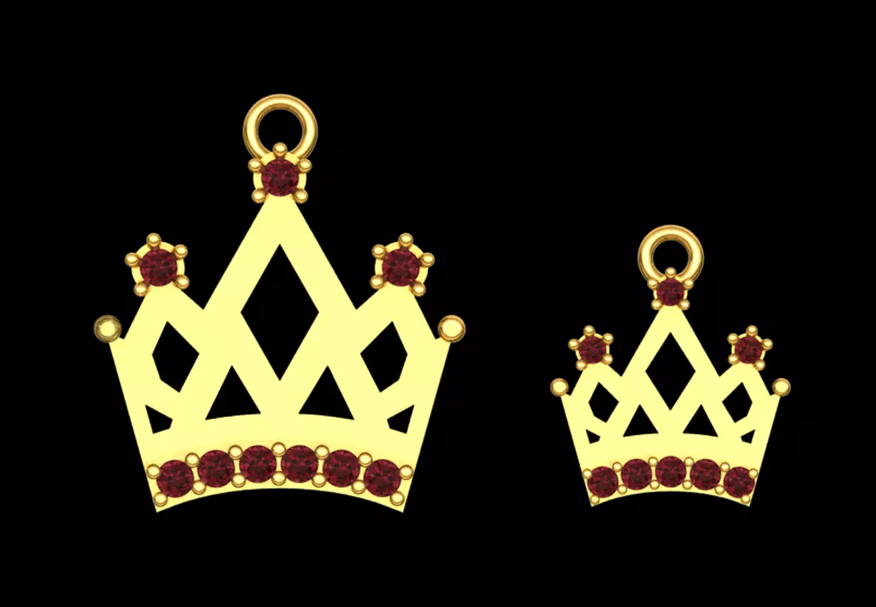 Regal Ruby Crown Pendant 3D print model_1