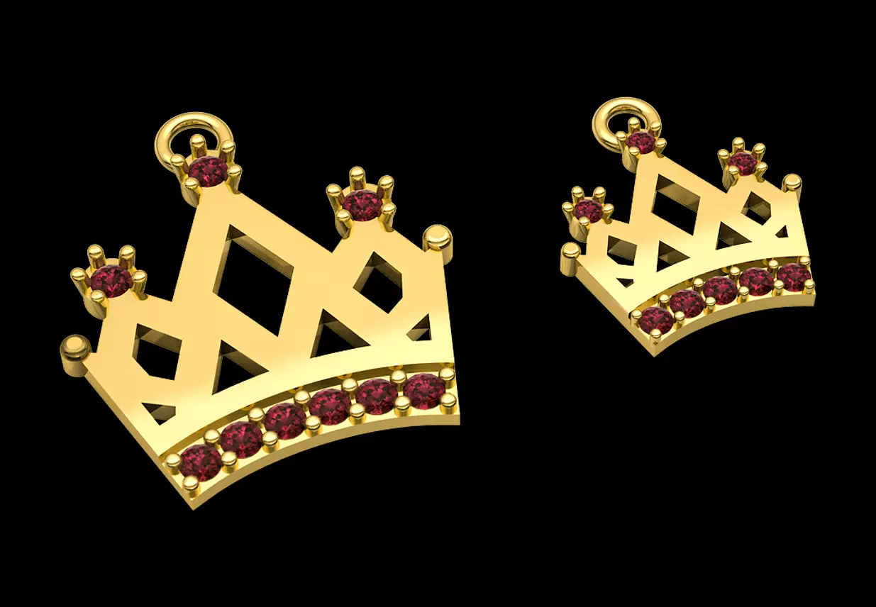 Regal Ruby Crown Pendant 3D print model_0