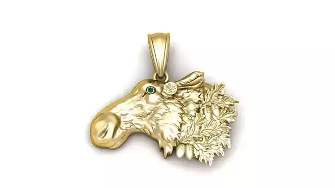 Elegant Moose Head Pendant
