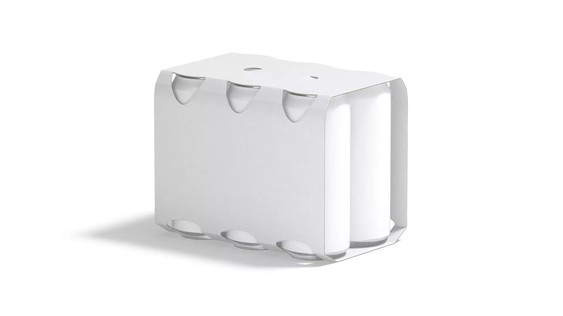 White Six 550ml Can Cardboard Pack - paperboard with cans 3D model_3