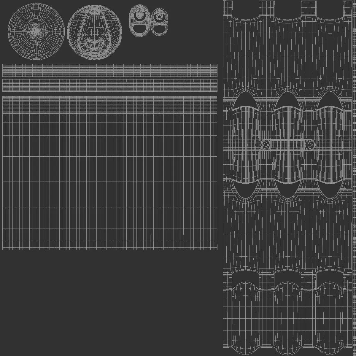 White Six 550ml Can Cardboard Pack - paperboard with cans 3D model_5