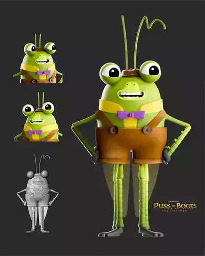Talking Cricket Stylized 3D Character Puss in Boots Universe