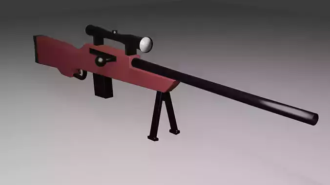 LowPoly Sniper Rifle GameReady 3D Model