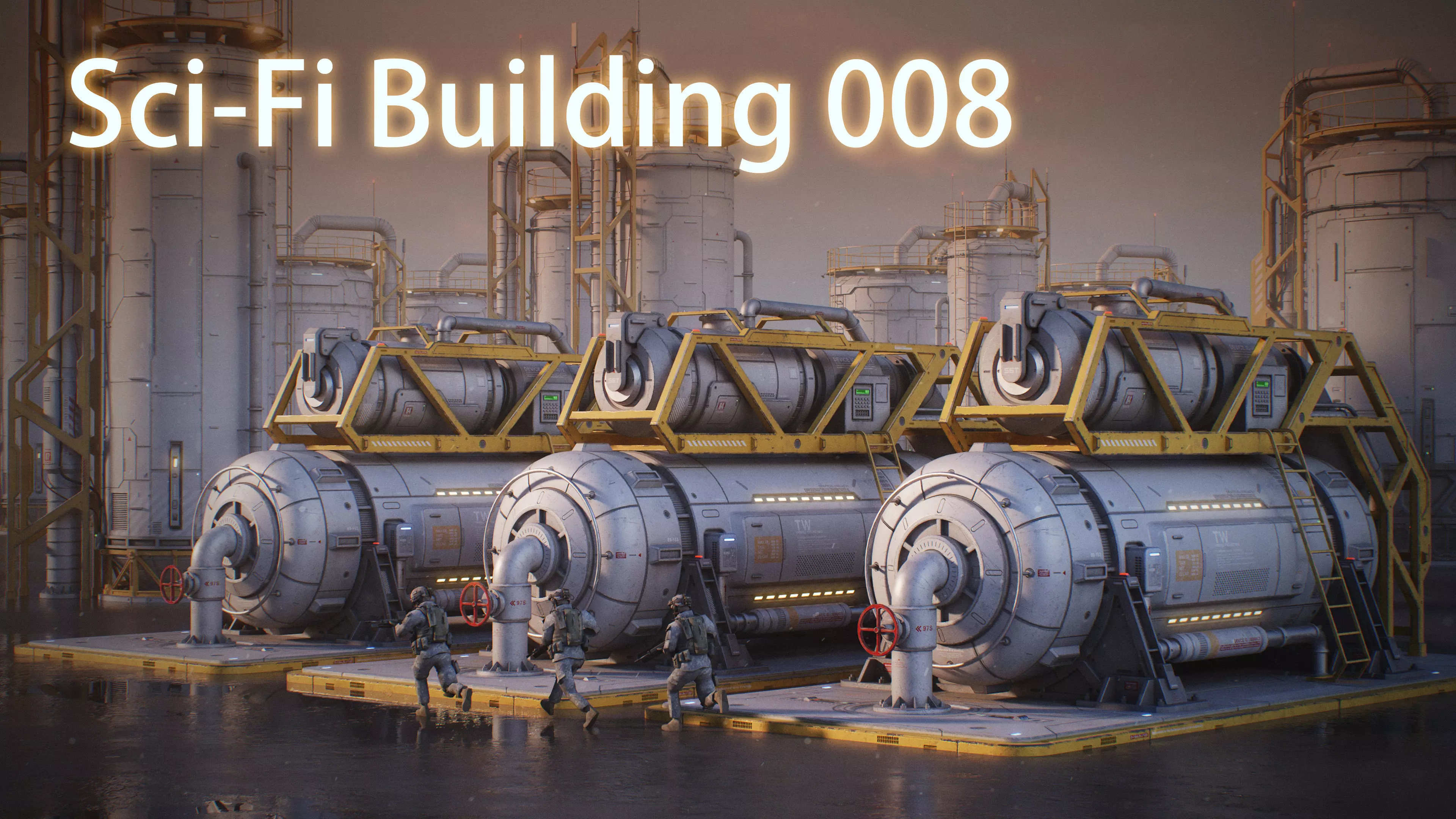 Sci-Fi Building 008 Industry-PBR Low-poly 3D model_0