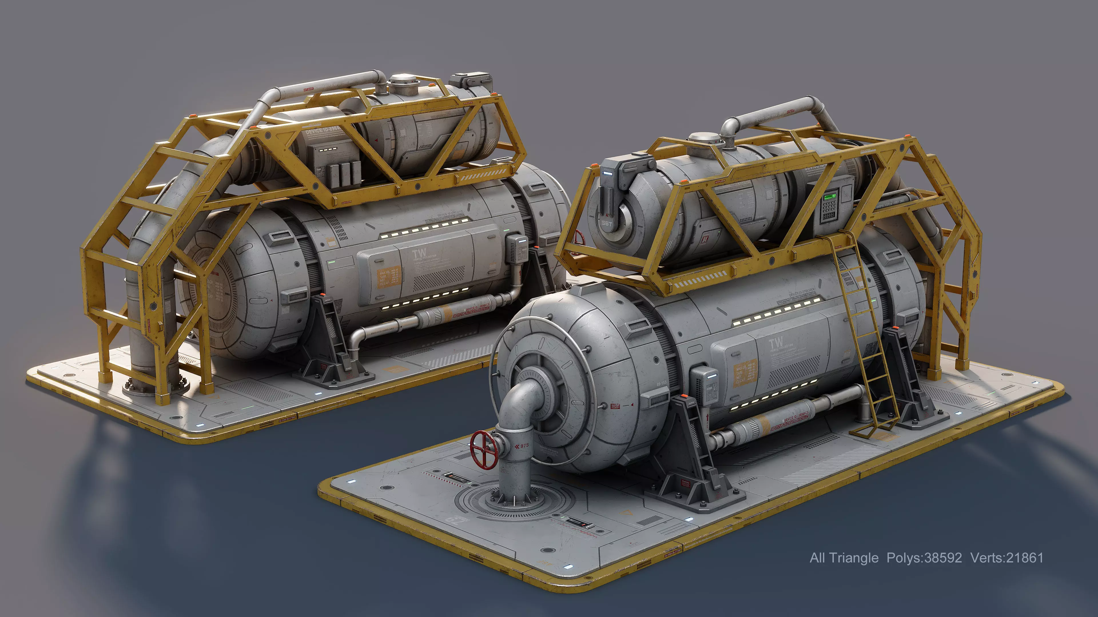 Sci-Fi Building 008 Industry-PBR Low-poly 3D model_2
