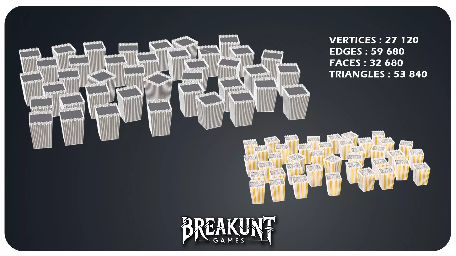 Circus popcorn stand - 2 assets Low-poly 3D model_8