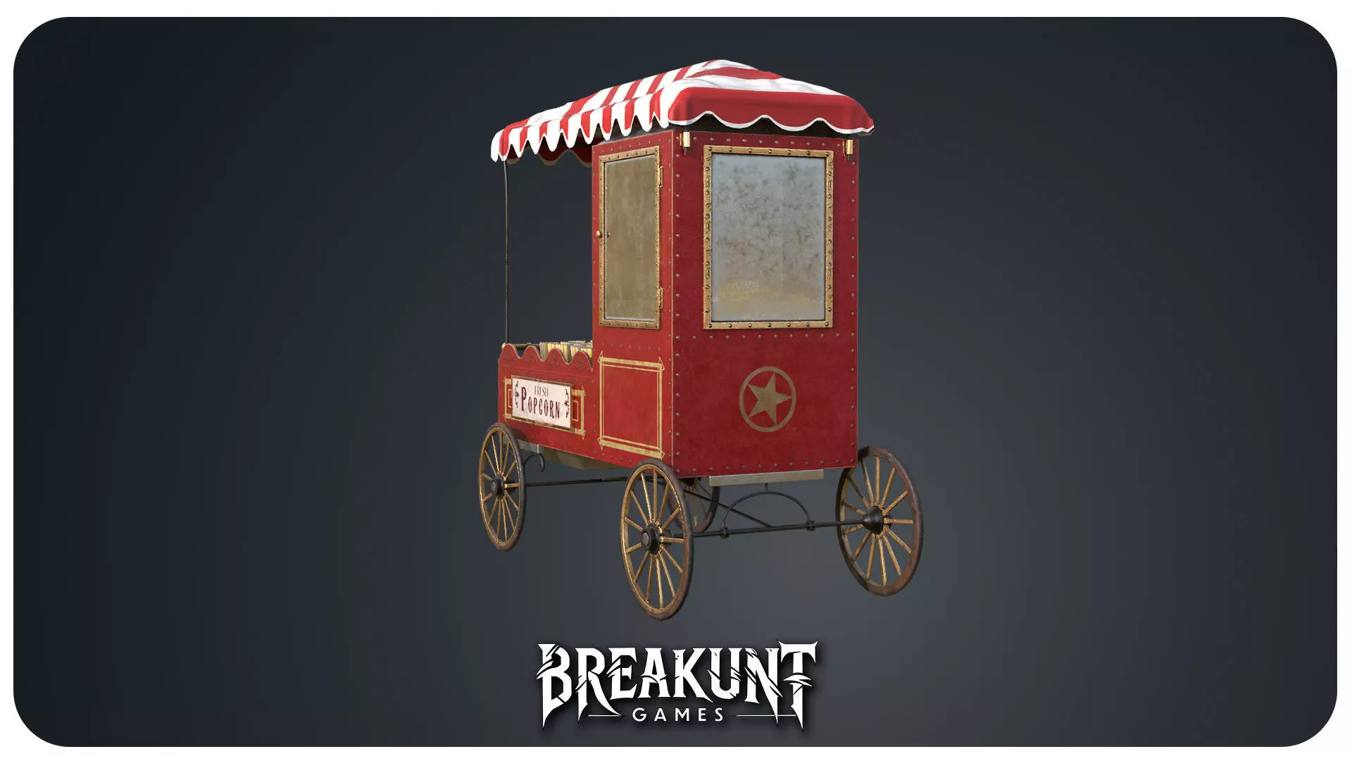 Circus popcorn stand - 2 assets Low-poly 3D model_3