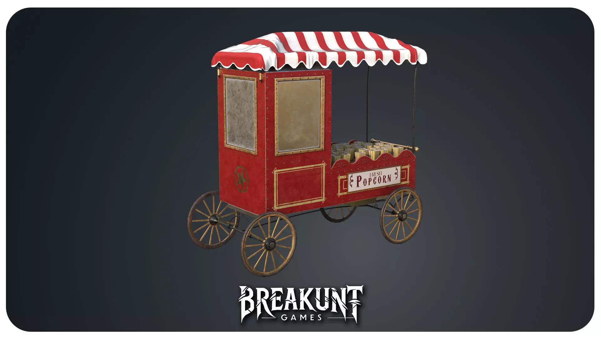 Circus popcorn stand - 2 assets Low-poly 3D model_4