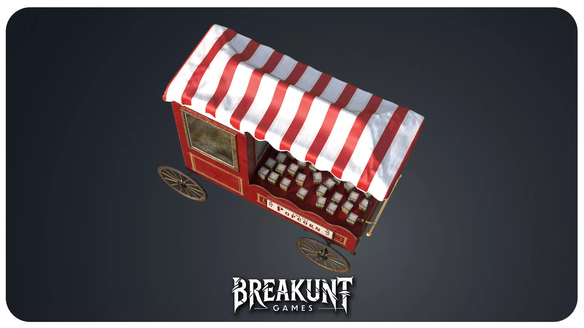 Circus popcorn stand - 2 assets Low-poly 3D model_6