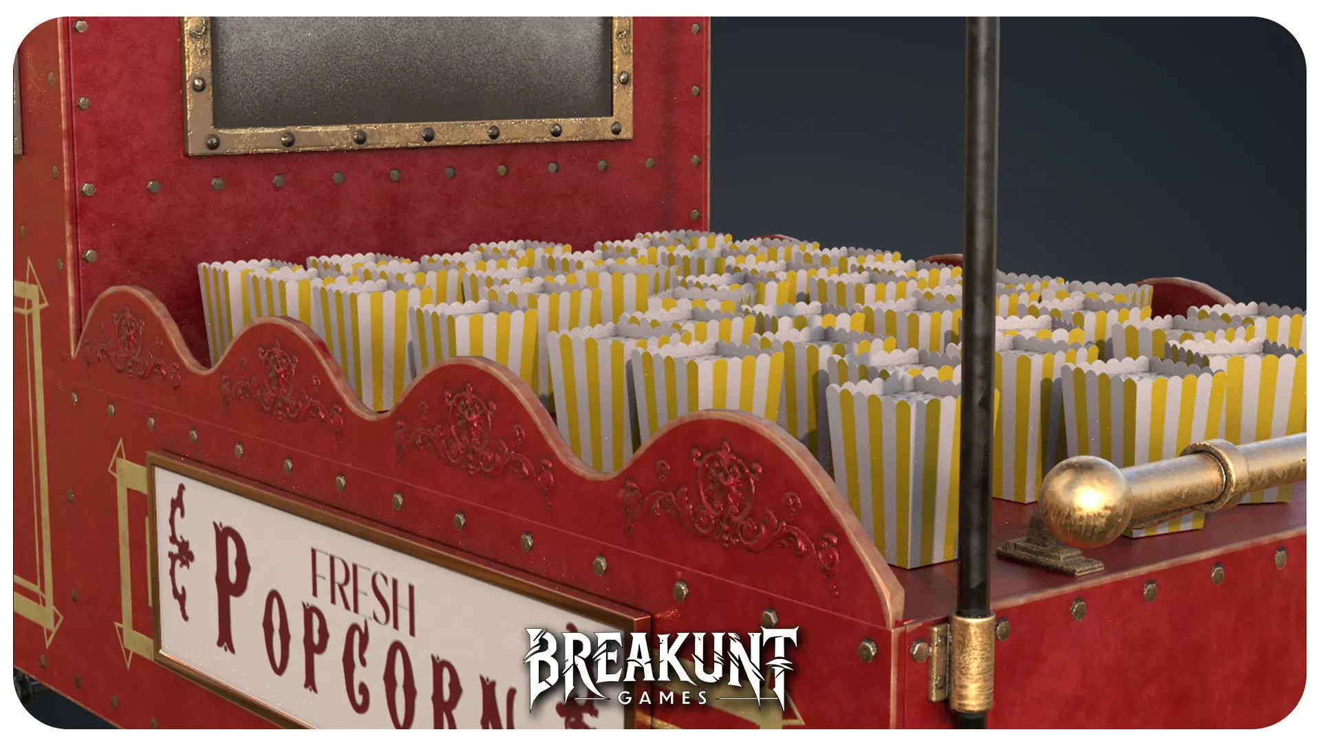 Circus popcorn stand - 2 assets Low-poly 3D model_5