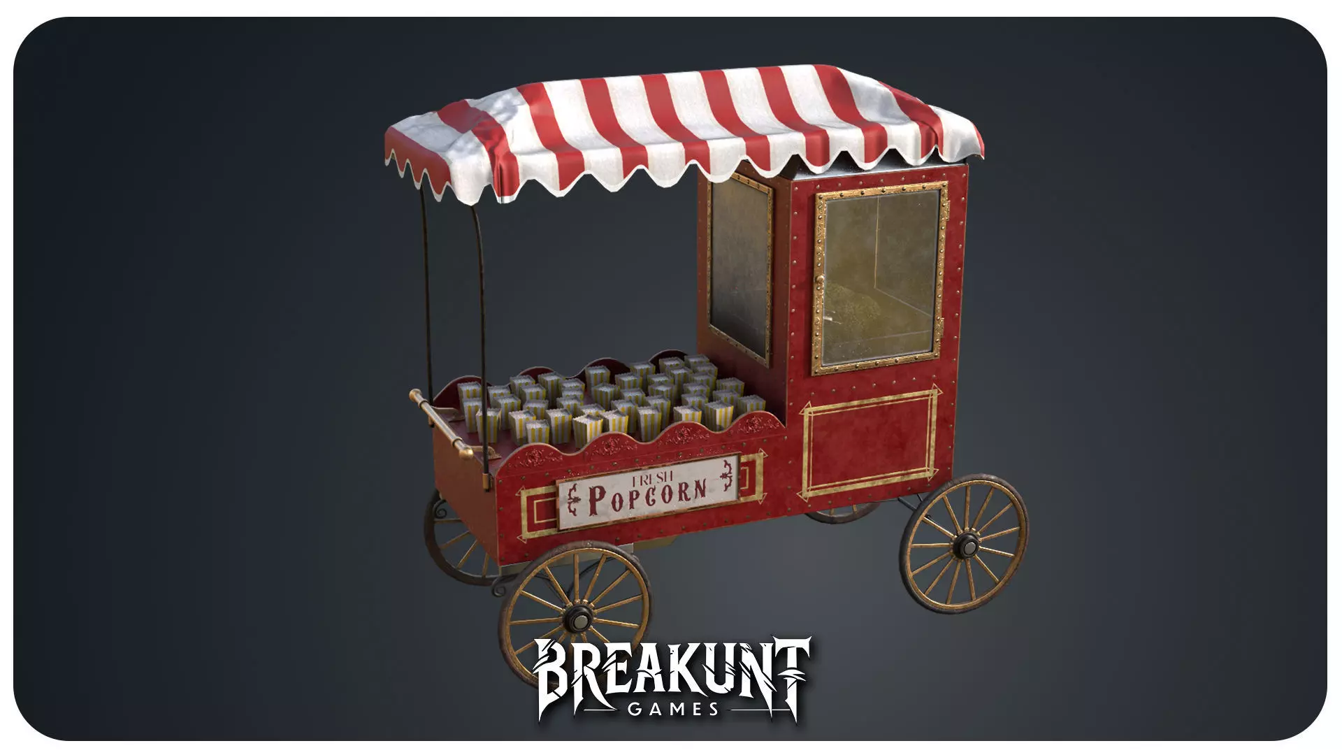 Circus popcorn stand - 2 assets Low-poly 3D model_2