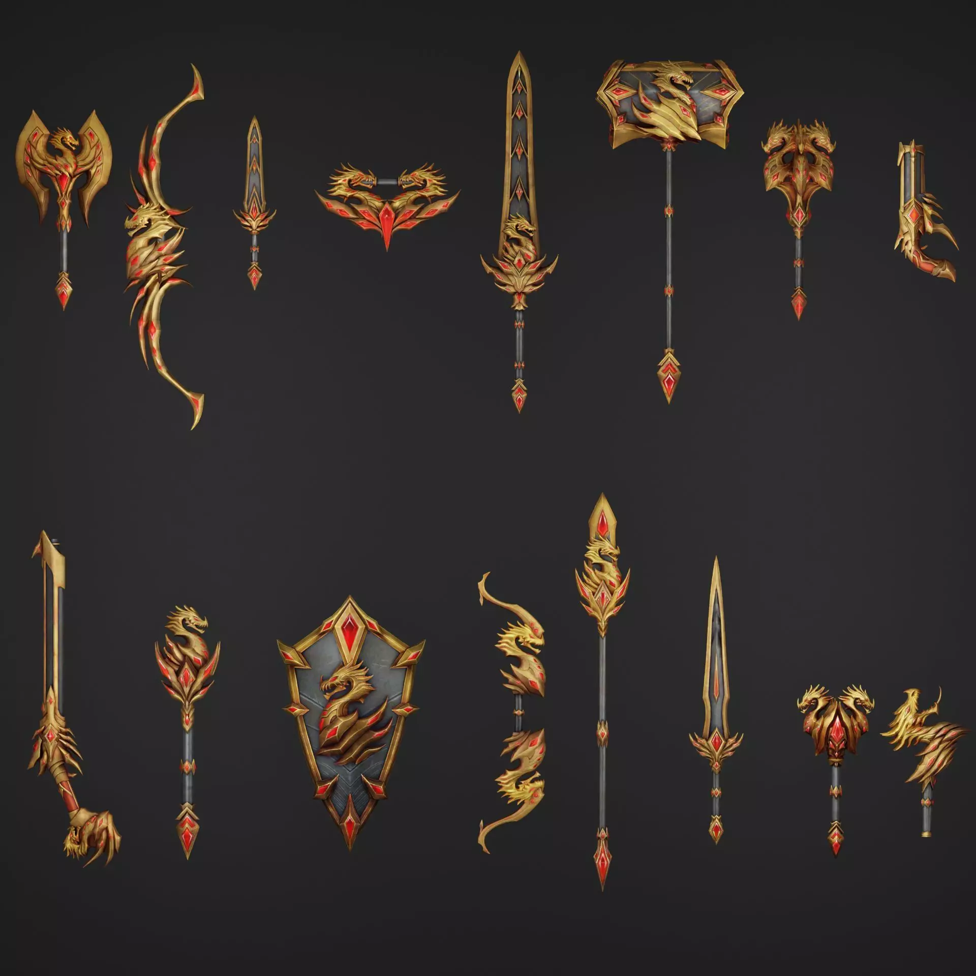 Dragon Decade Weapons Low-poly 3D model_0