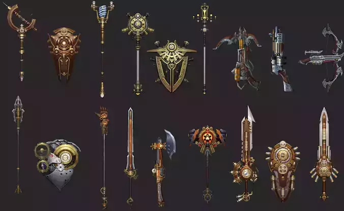 Weapons Pack 11 - Clockwork Rebellion Low-poly 3D model
