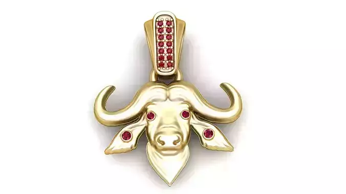  buffalo  head inspired gold pendant 3D print model