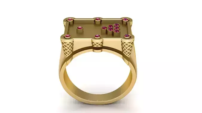 geometric gemstone gold ring design 3D print model